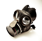 gas mask high key photography product shots
